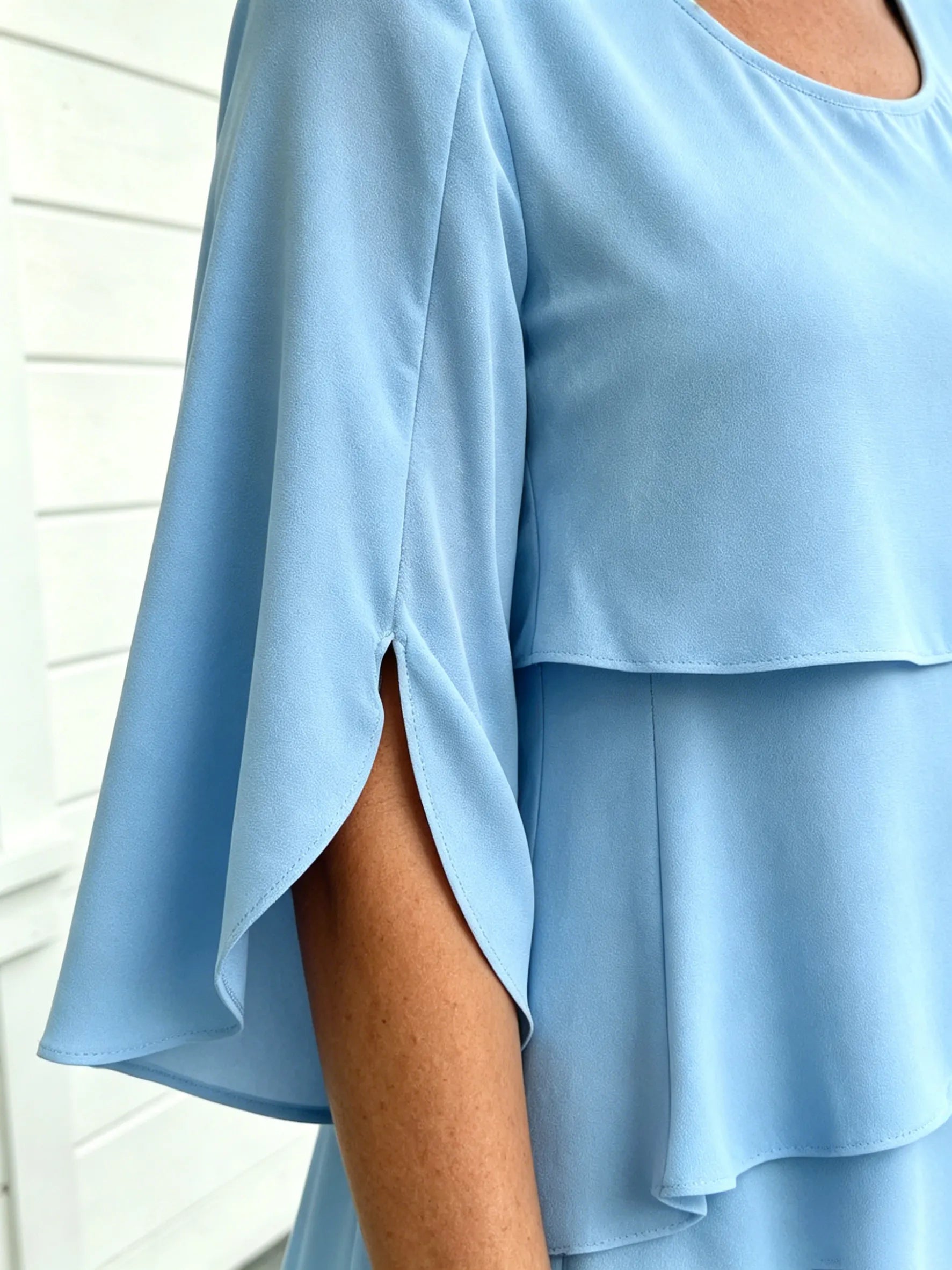 Fashion Solid Color Round Neck Cake Skirt Splicing Dress Women's Clothing