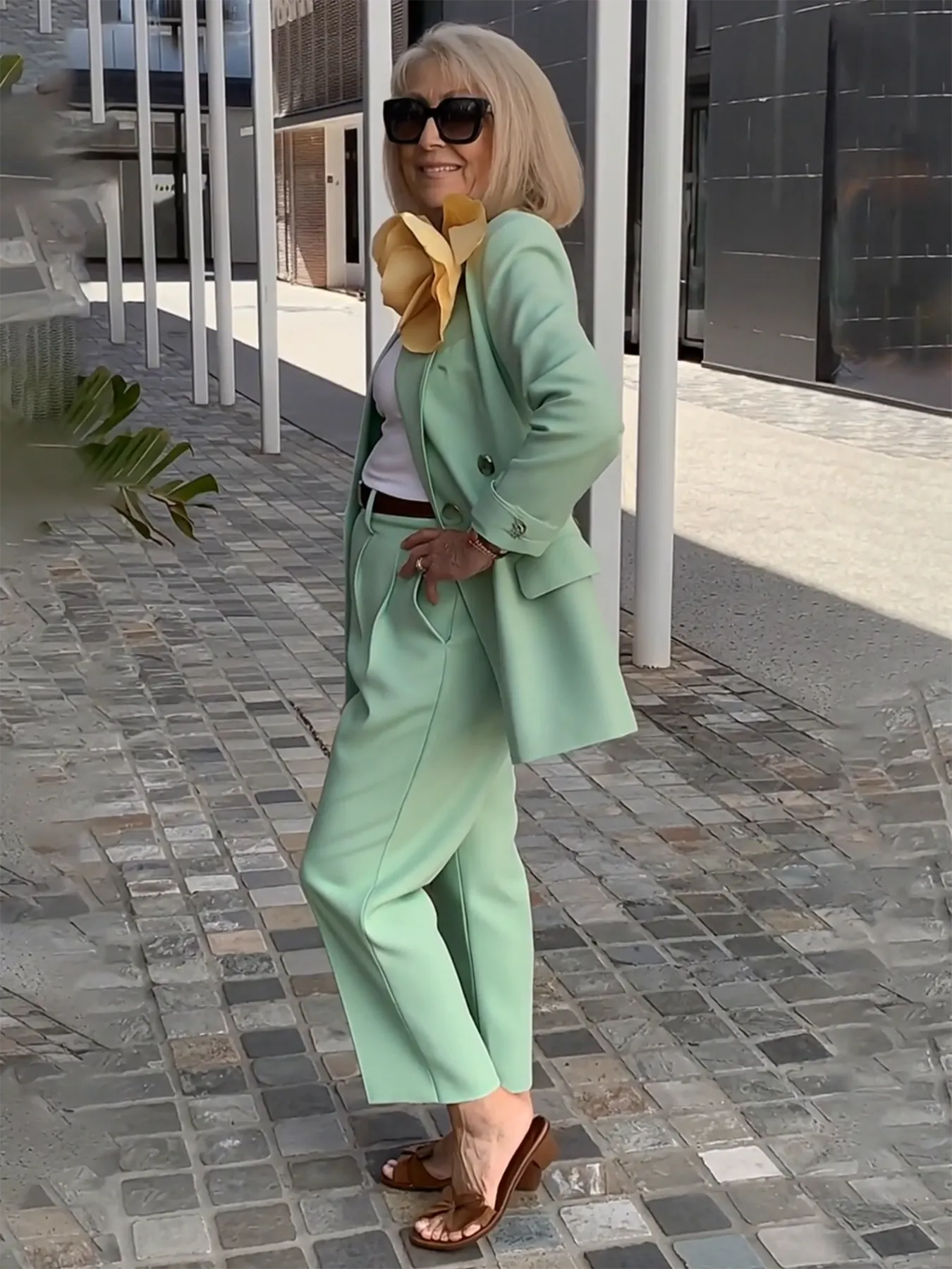2Pcs Elegant Suit Pants Two-Piece Suit Jacket