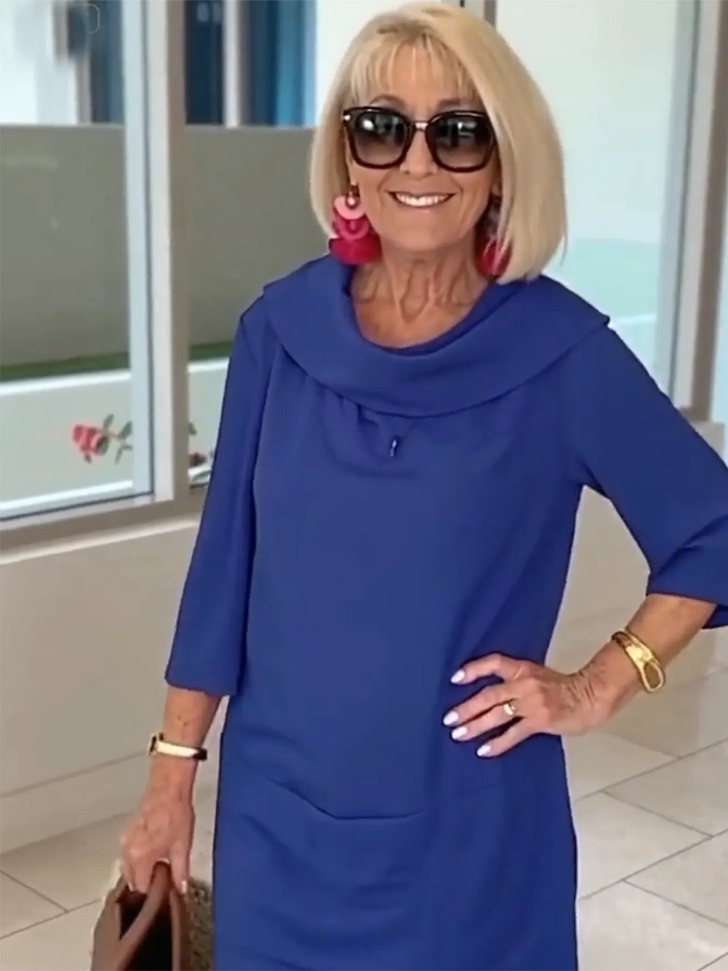 Cotton Pile Collar 3/4 Sleeve DressCottonPile Collar 3/4 Sleeve Dress