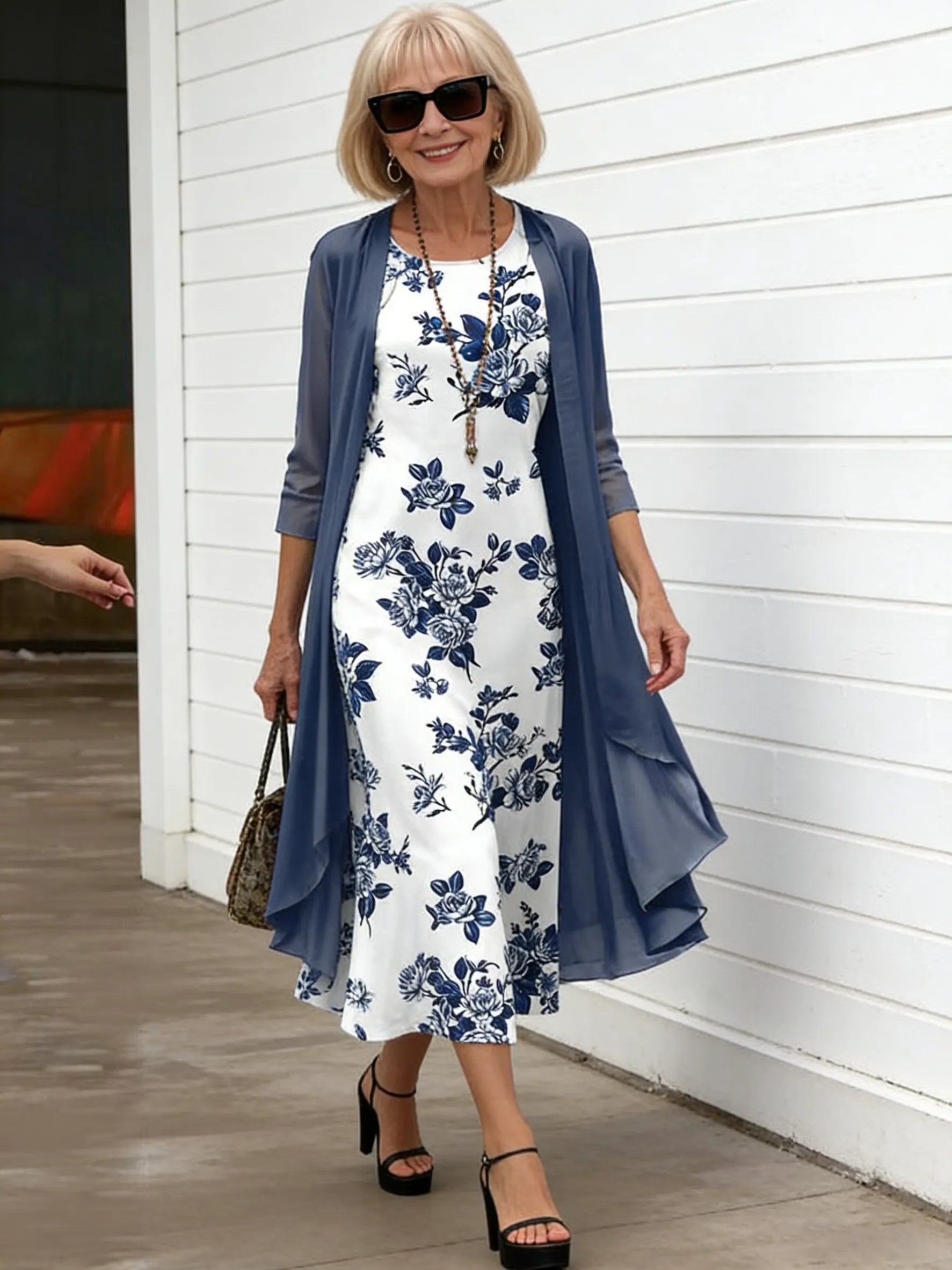 2Pcs Stylish and Elegant Chiffon Dress Two-piece Set