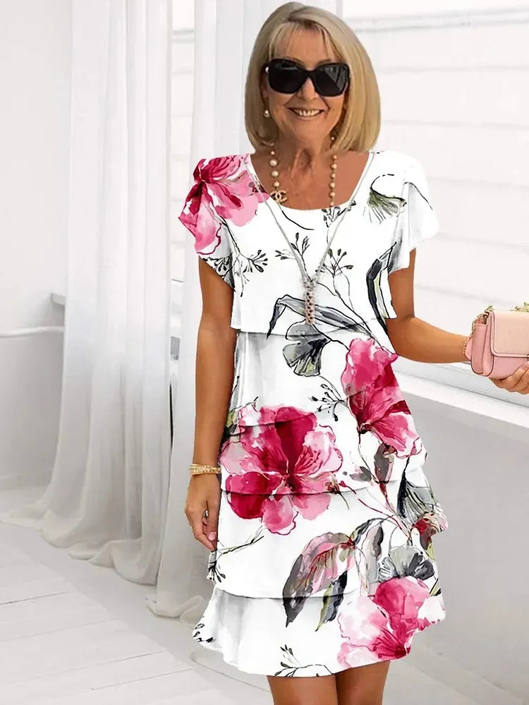 Evening Dress Best for Covering The Belly Loose Layer Chiffon Multi-layer Dress