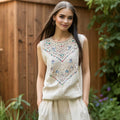 Vintage Bohemian Cutout Linen Vest