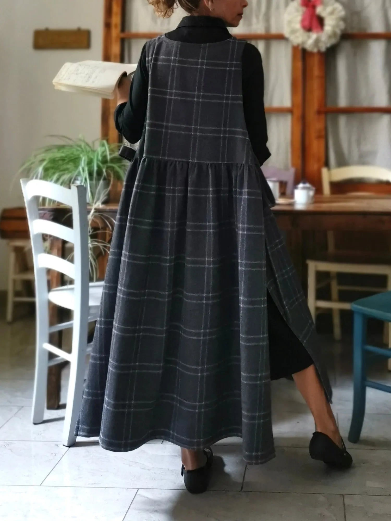 Grey Tartan Apron