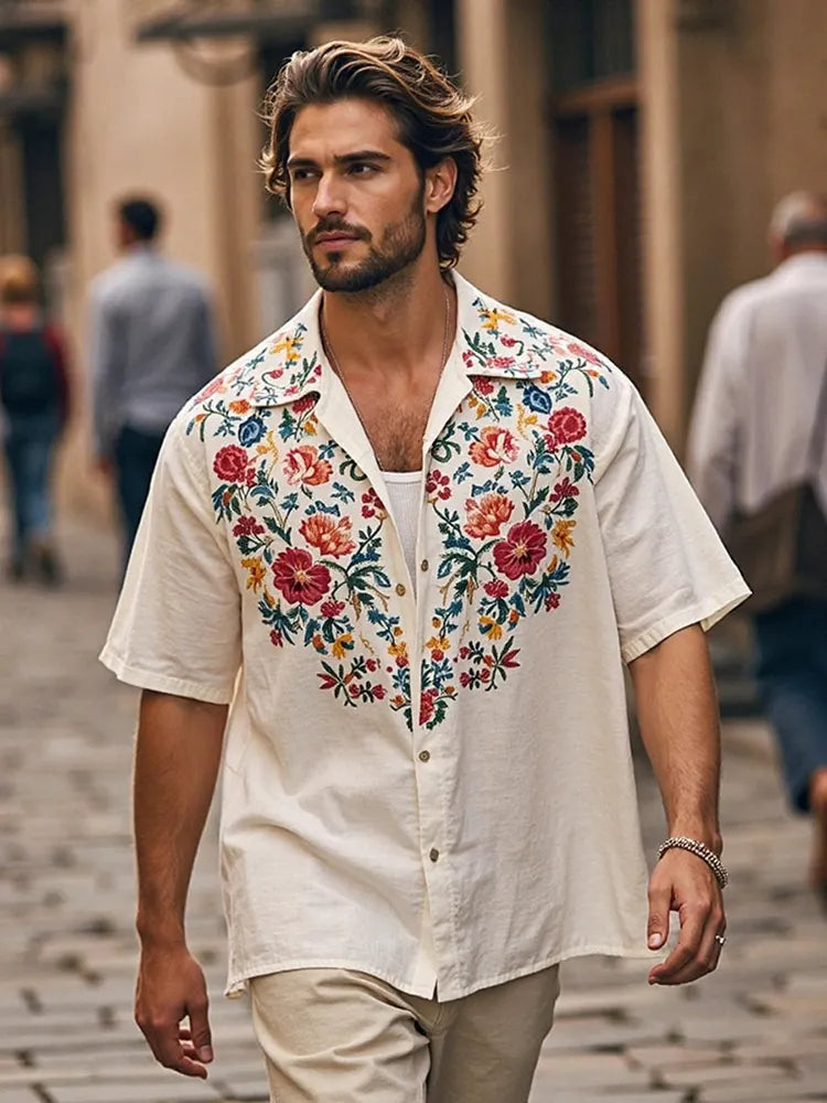 Men's Bohemian Resort Linen Shirt