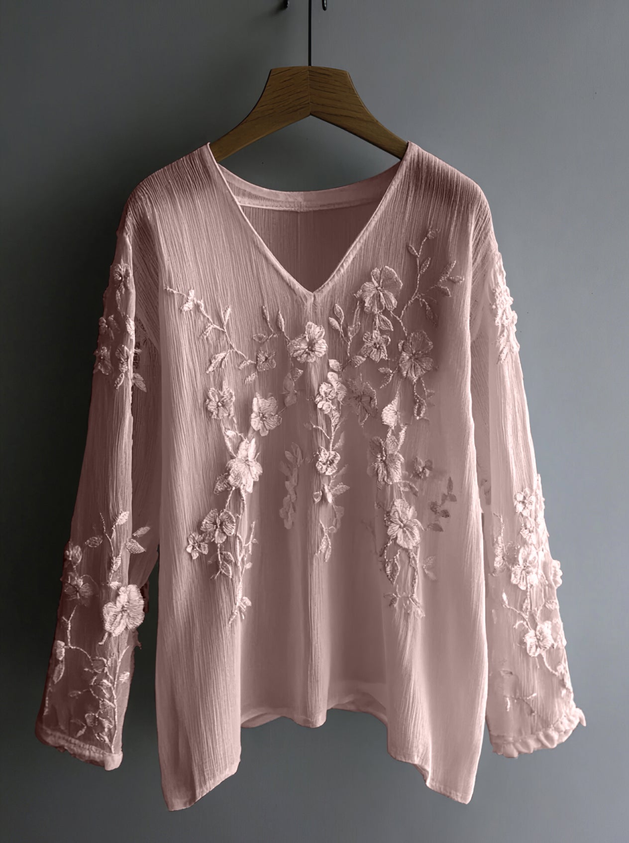 Vintage Floral Lace Embroidered Comfy Long Sleeve Tunic