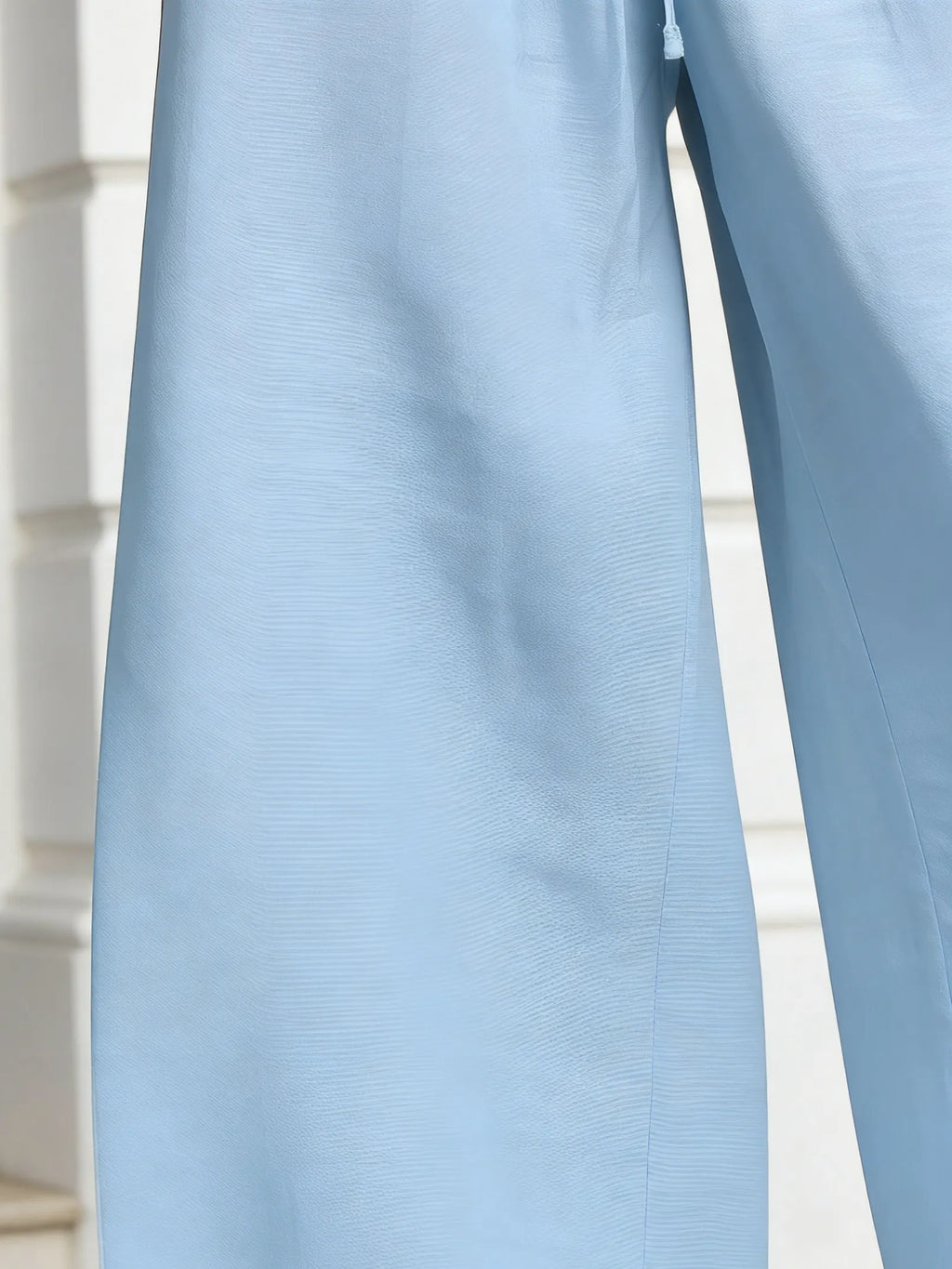 2Pcs Women's Casual Loose Solid Color Zipper Round Neck Wide-leg Pants Suit Women