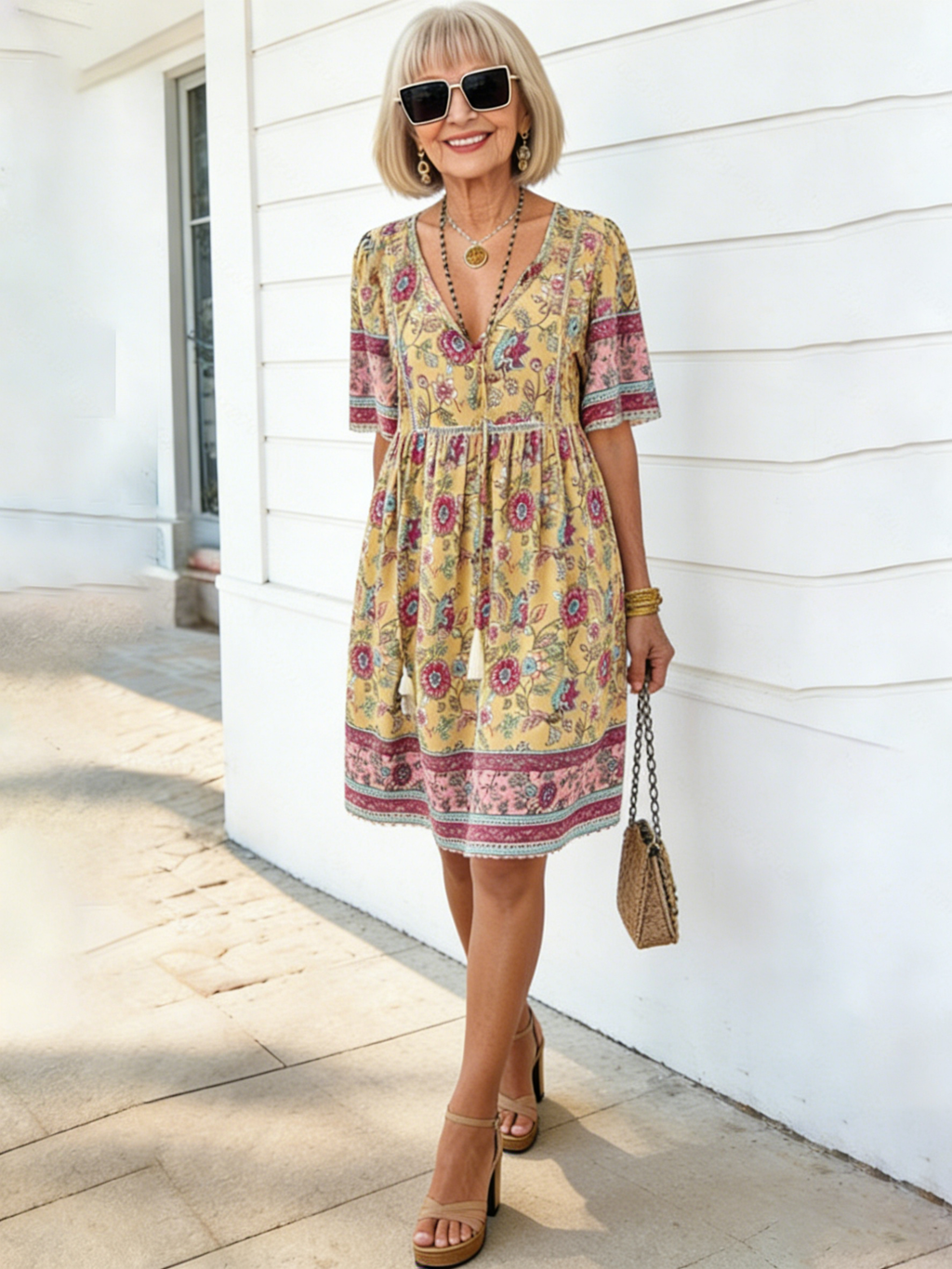 Casual Vacation Print Short-sleeved Dress