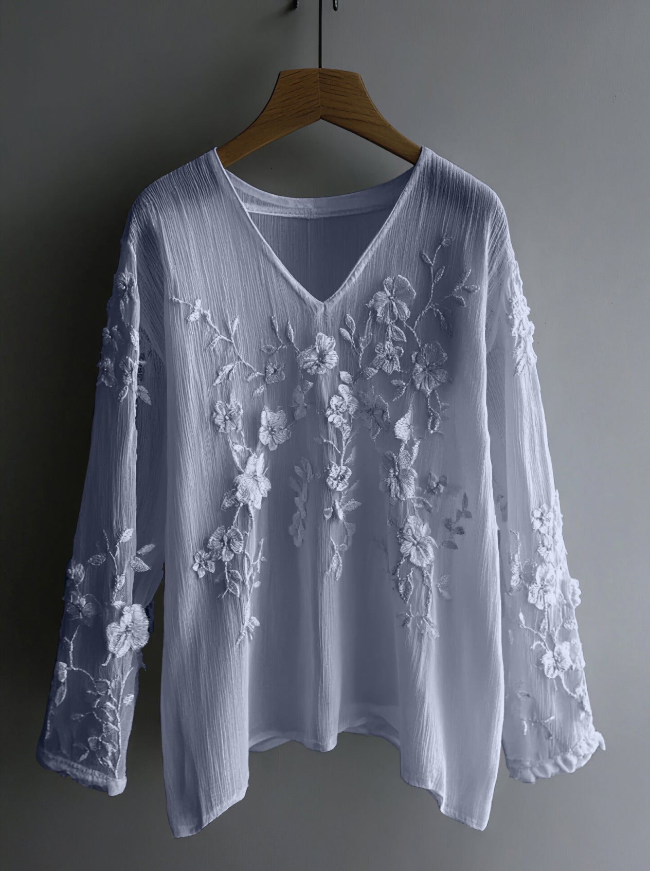 Vintage Floral Lace Embroidered Comfy Long Sleeve Tunic
