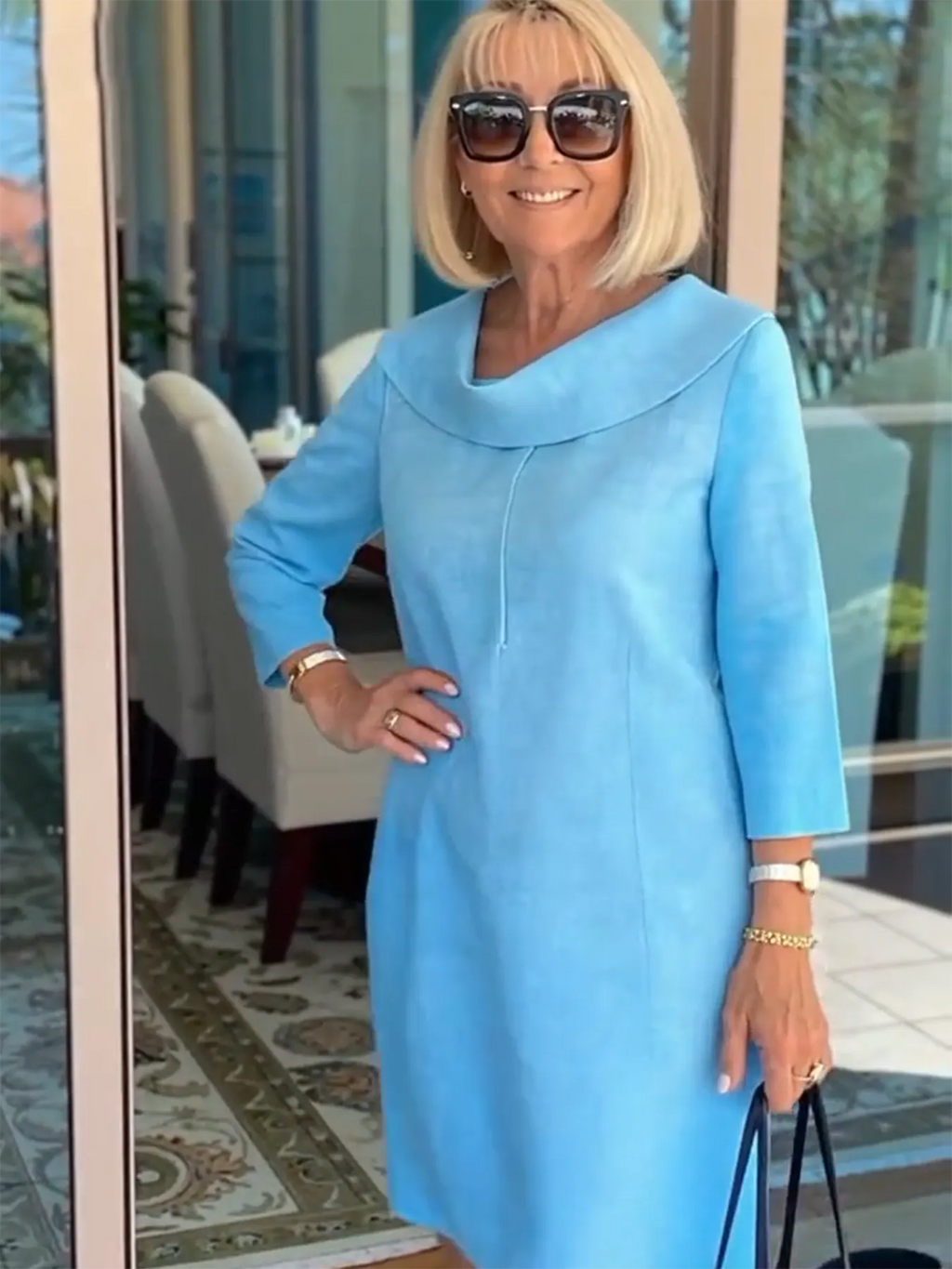 Cotton Pile Collar 3/4 Sleeve DressCottonPile Collar 3/4 Sleeve Dress