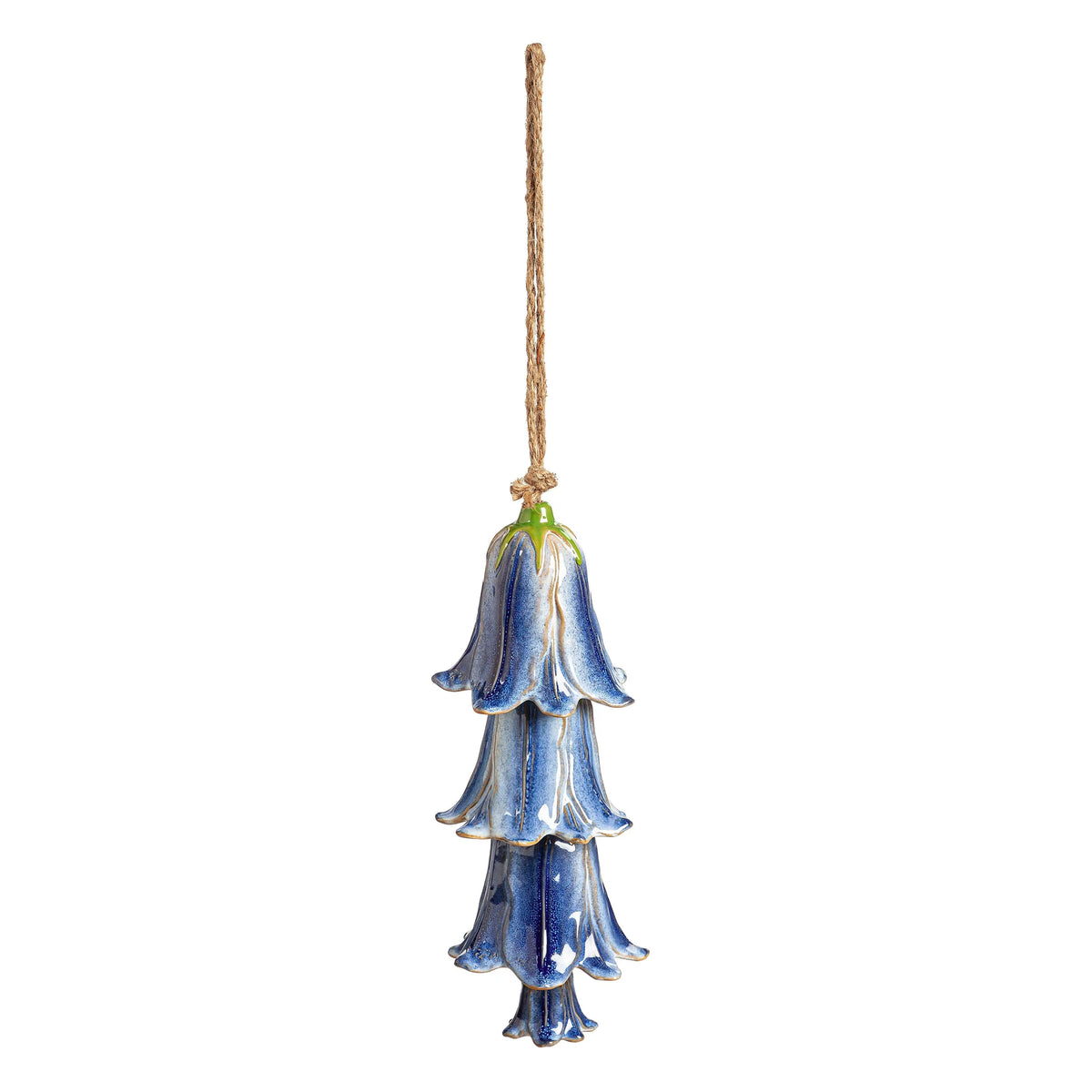 Blue Ceramic Flower Garden Bells Wind Chime