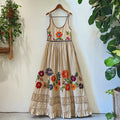 Women's Bohemian Floral Embroidered Long Suspender Skirt
