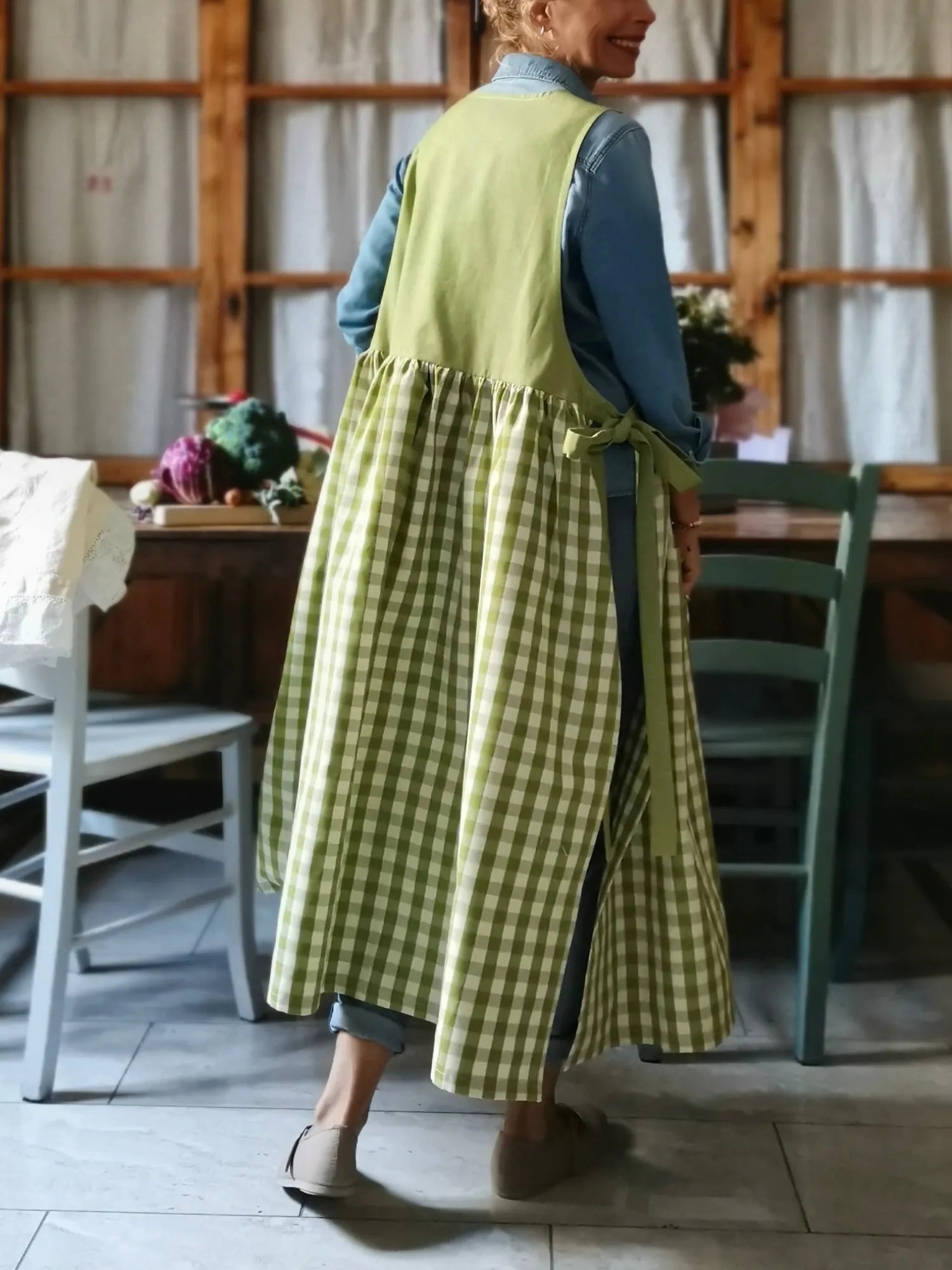 Kiwi Green Patchwork Apron