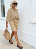 2Pcs Linen Casual Suit Female Loose Two-Piece Suit