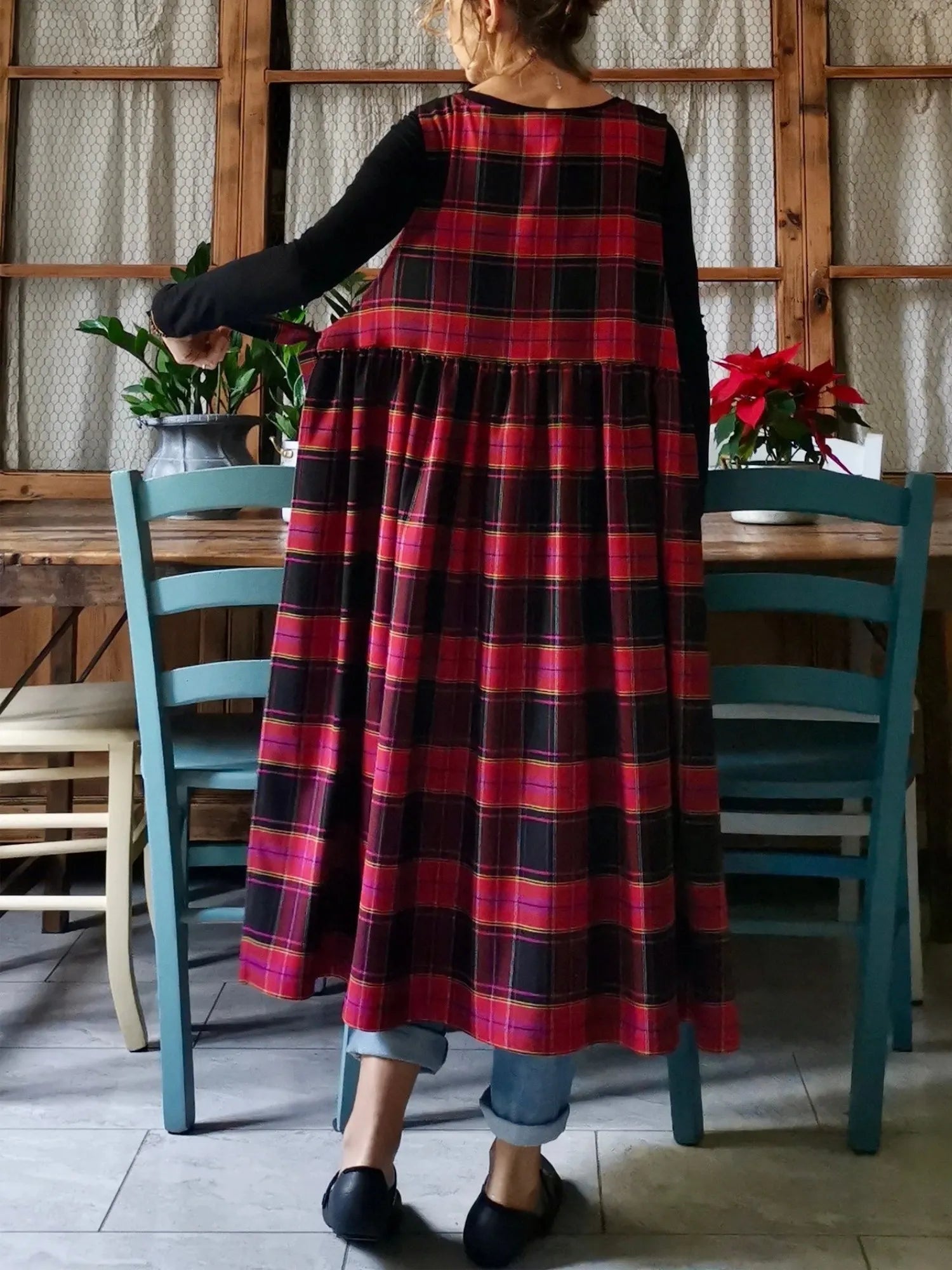 Fuchsia and Black Plaid Apron