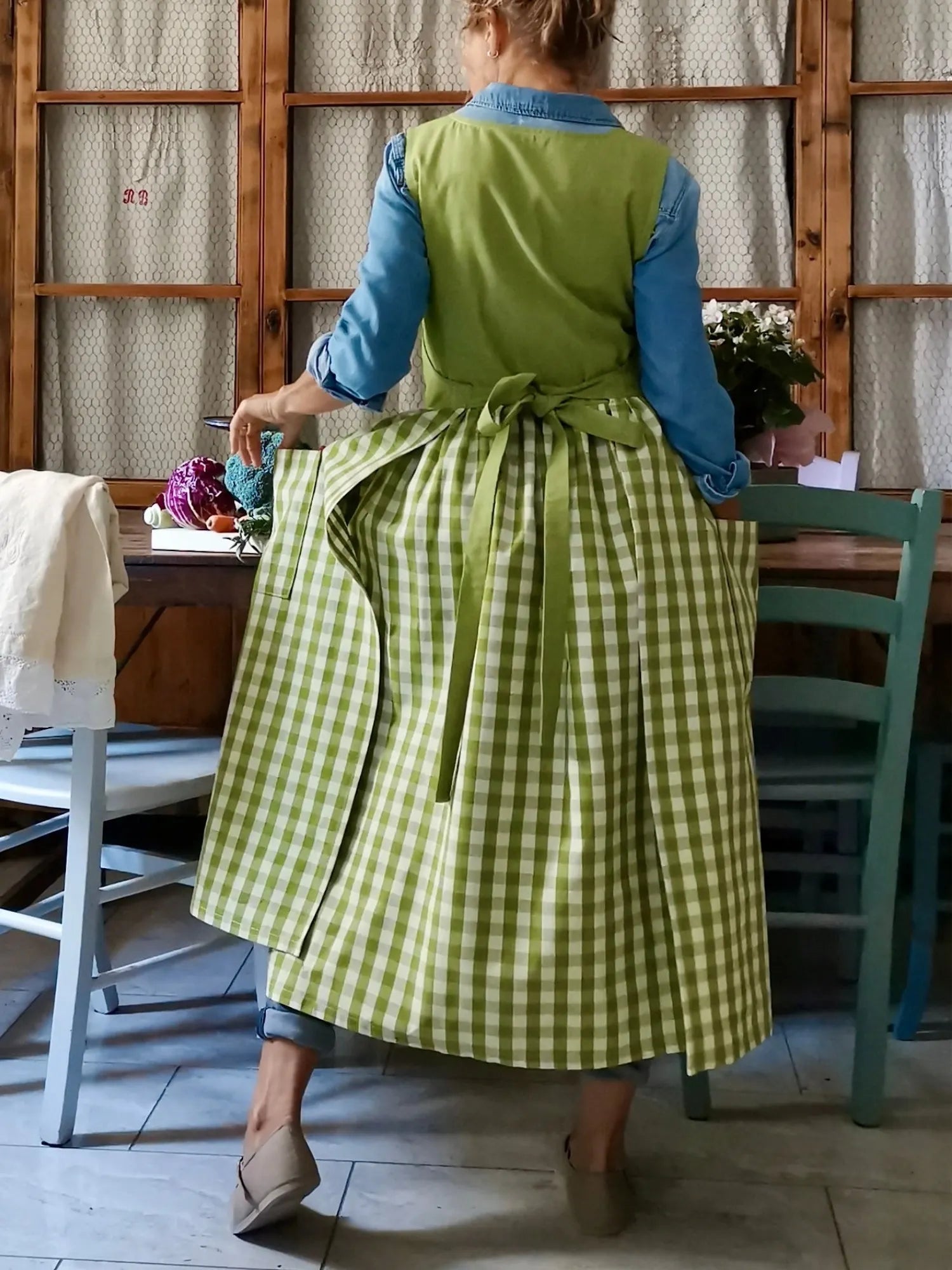 Kiwi Green Patchwork Apron