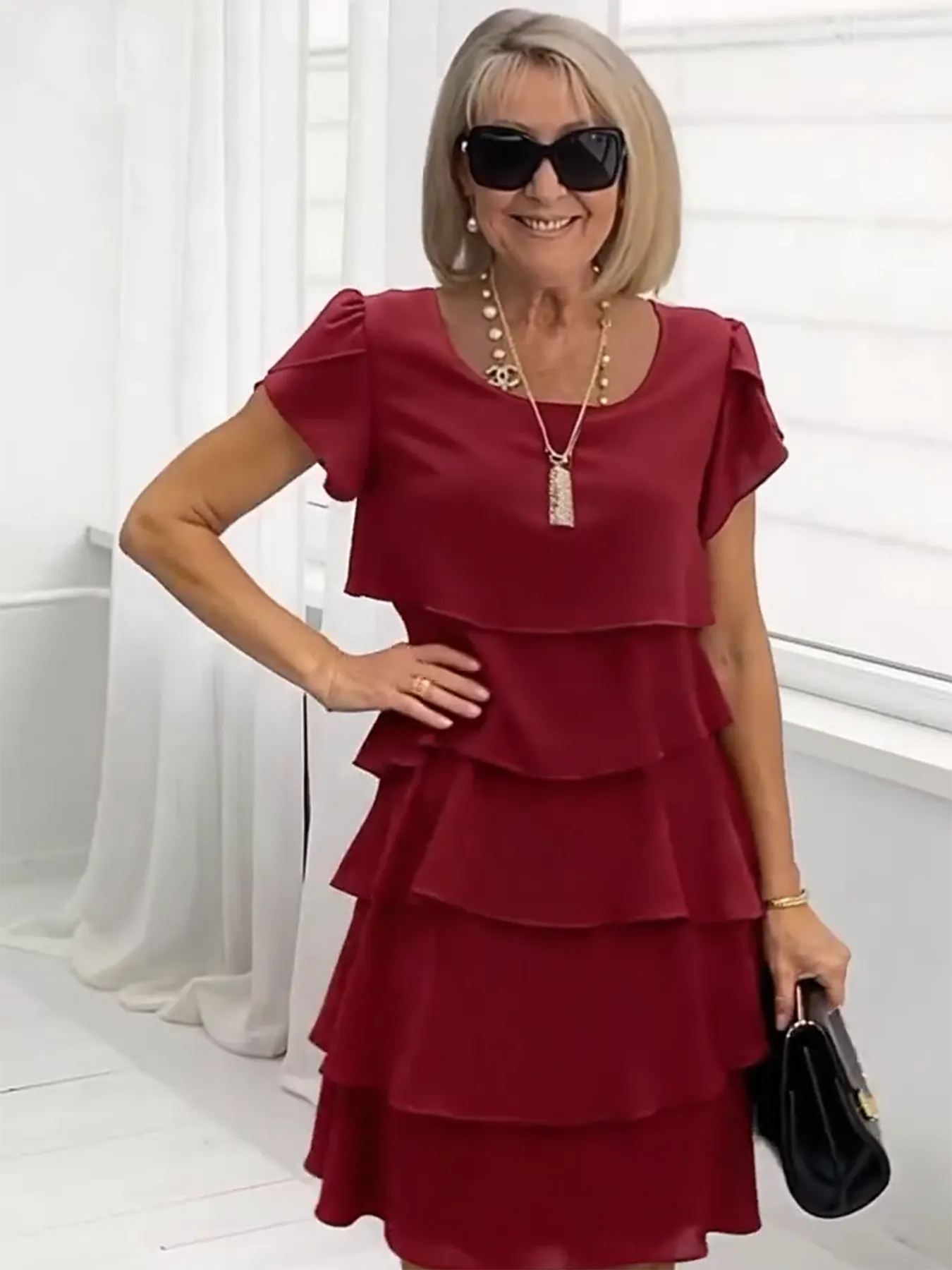 Evening Dress Best for Covering The Belly Loose Layer Cotton Multi-layer Dress