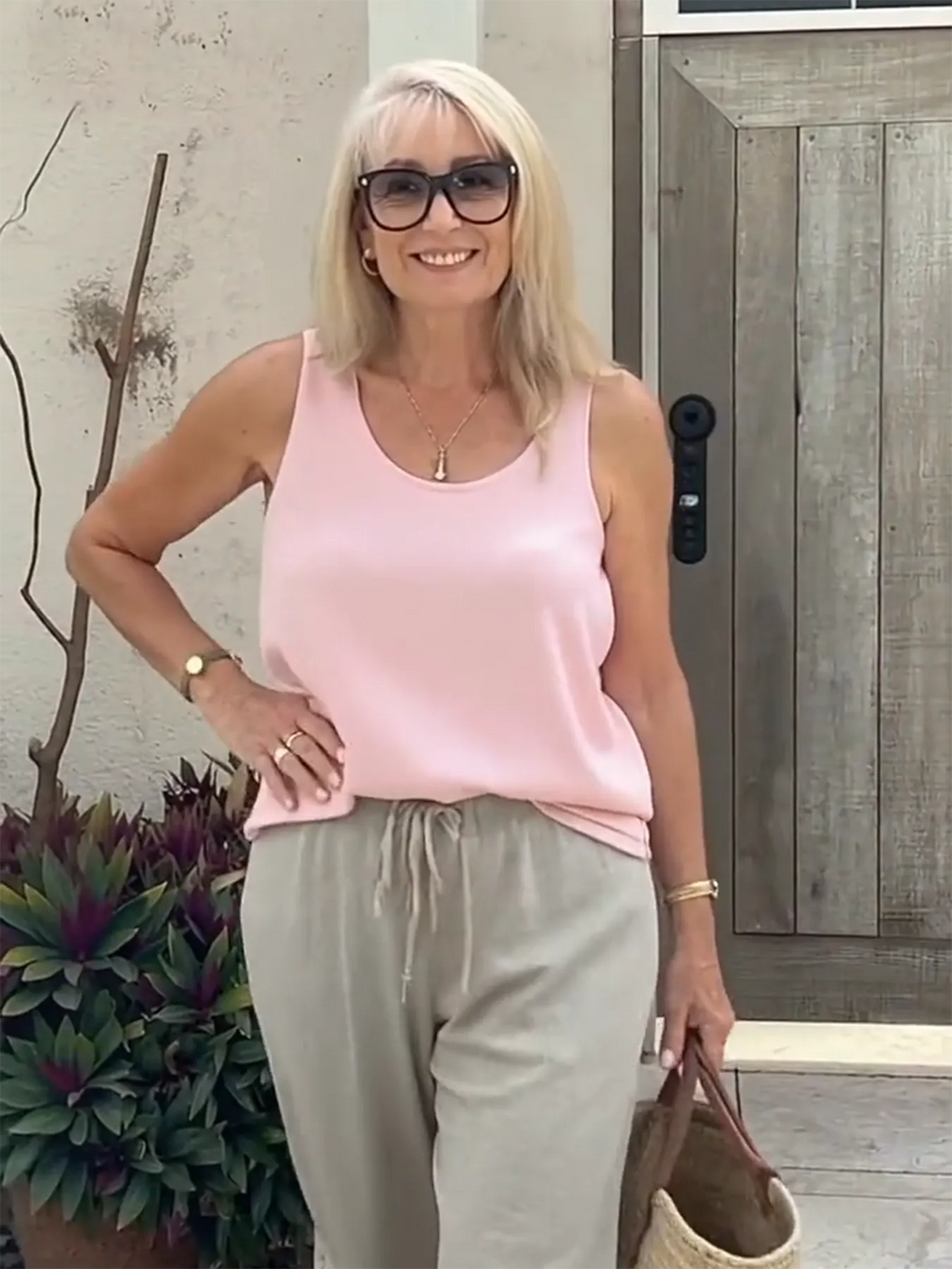 Vest Casual Crew Neck Plain Tank Top