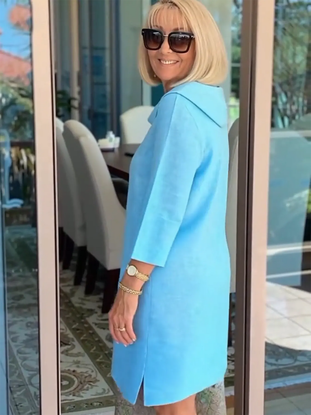 Cotton Pile Collar 3/4 Sleeve DressCottonPile Collar 3/4 Sleeve Dress