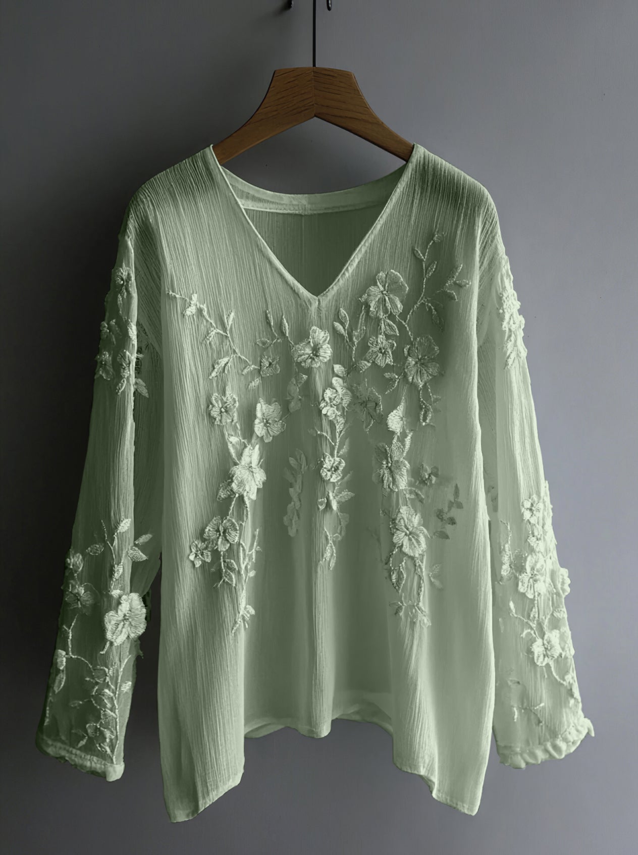 Vintage Floral Lace Embroidered Comfy Long Sleeve Tunic