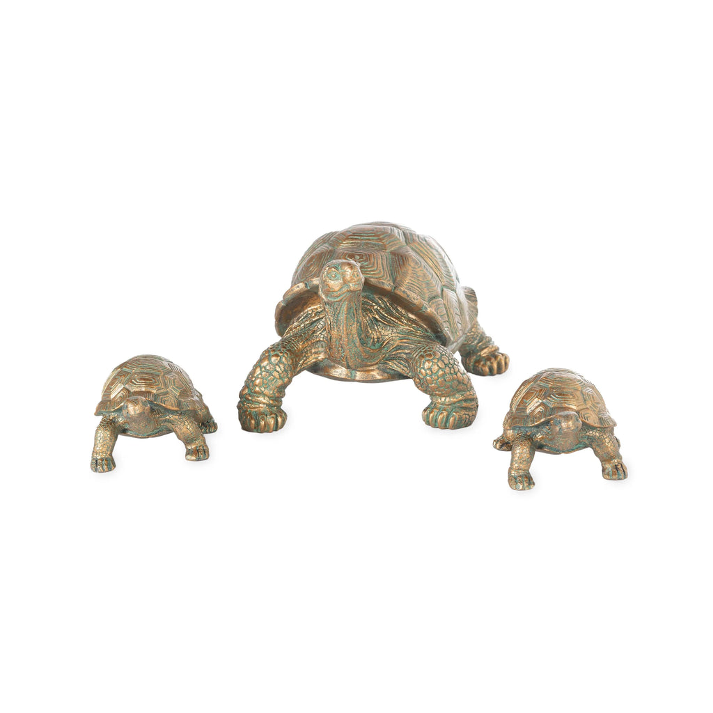 Mother Tortoise with Two Babies Resin Garden Accents