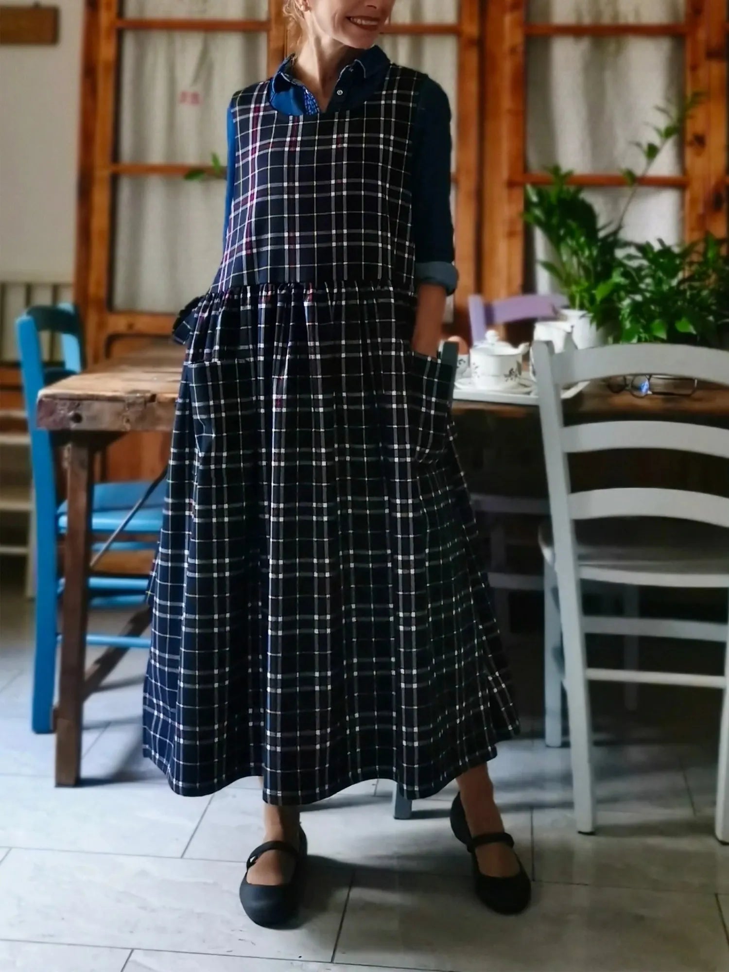 Blue Tartan Apron