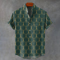 Men's Retro Geometric Line Decorative Pattern Art Print Cotton And Linen Shirt