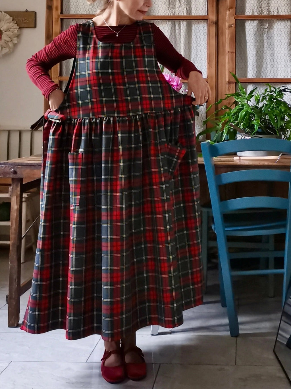 Grey and Red Tartan Apron