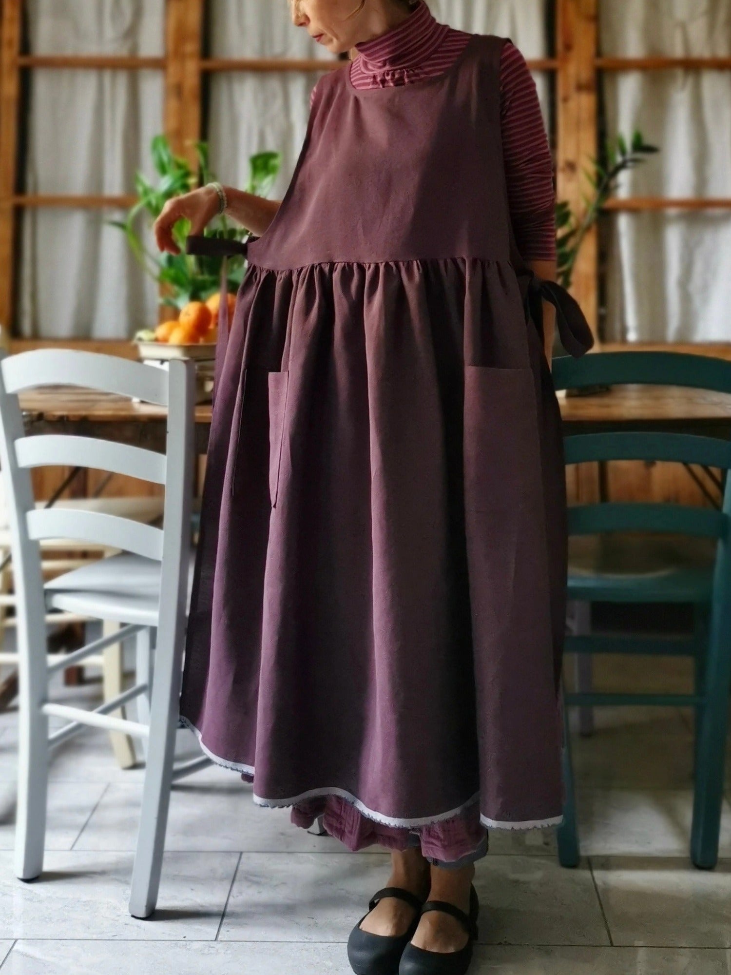 Plum Colored Linen Apron