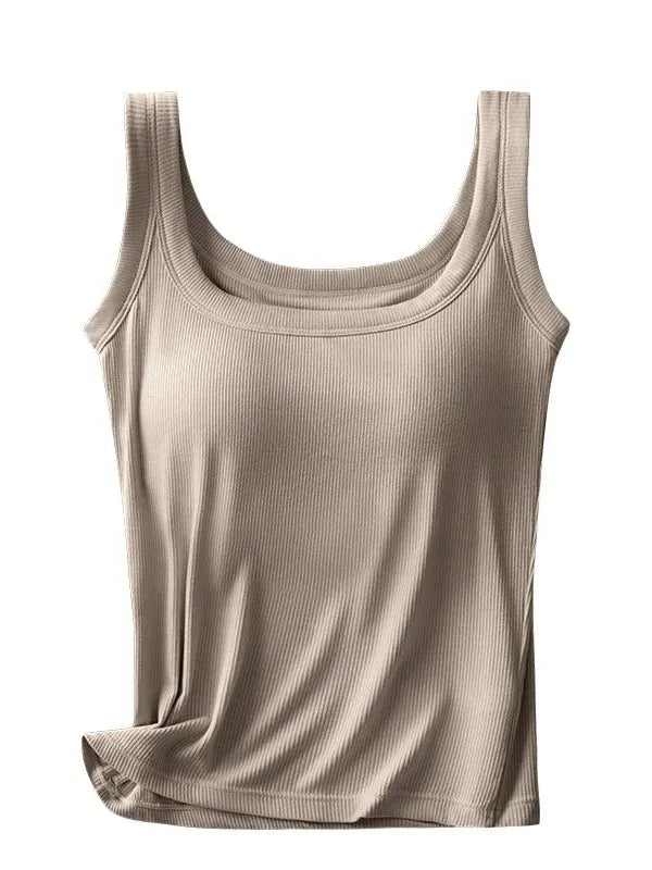 Vest Casual Crew Neck Plain Tank Top