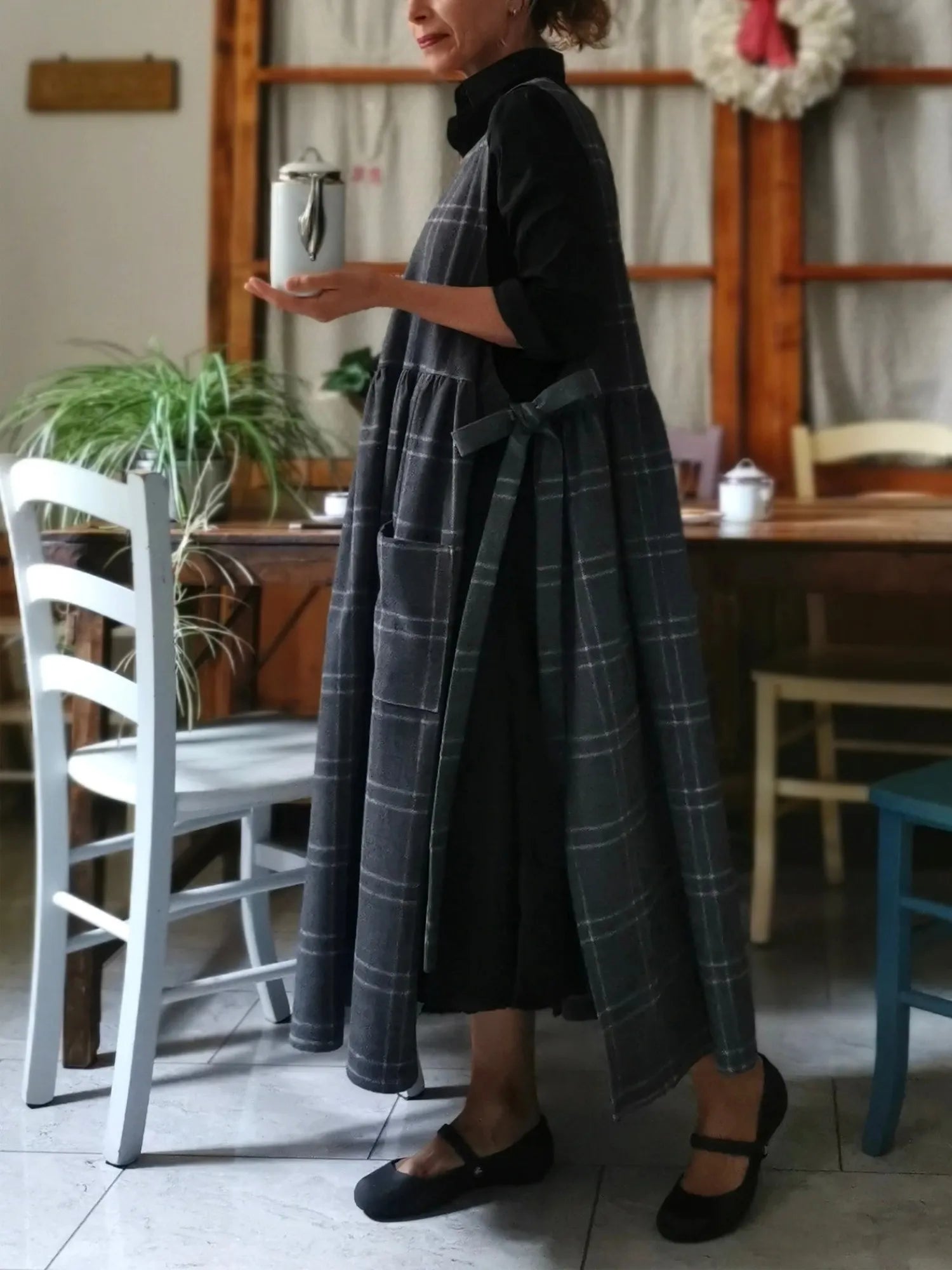 Grey Tartan Apron