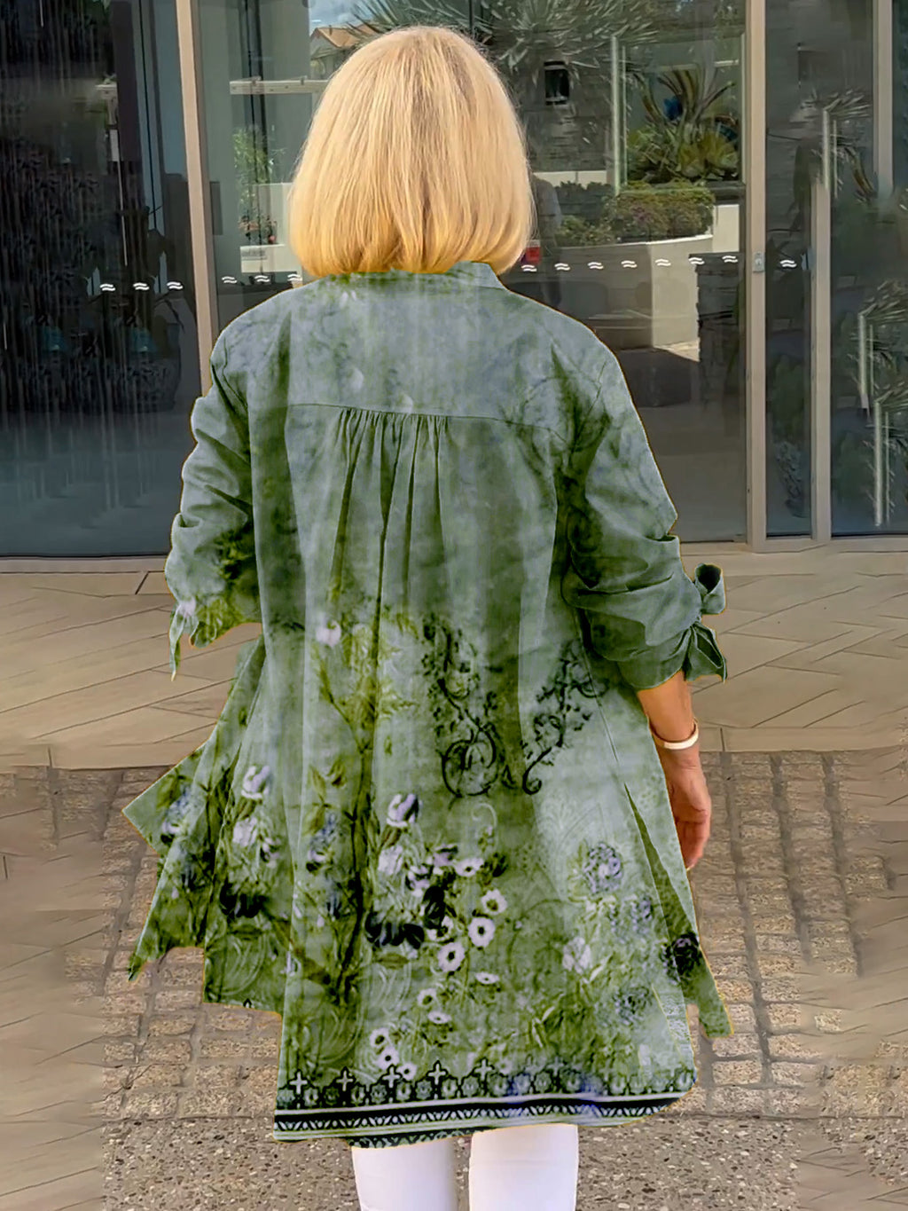 THICK COTTON JACKET BOW Sleeves REMOVABLE Autumn New Style Women Printing Jacket Swing Shap Flattering Gathered Yolk At The Back