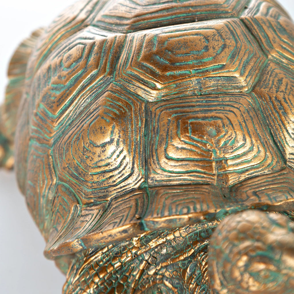 Mother Tortoise with Two Babies Resin Garden Accents