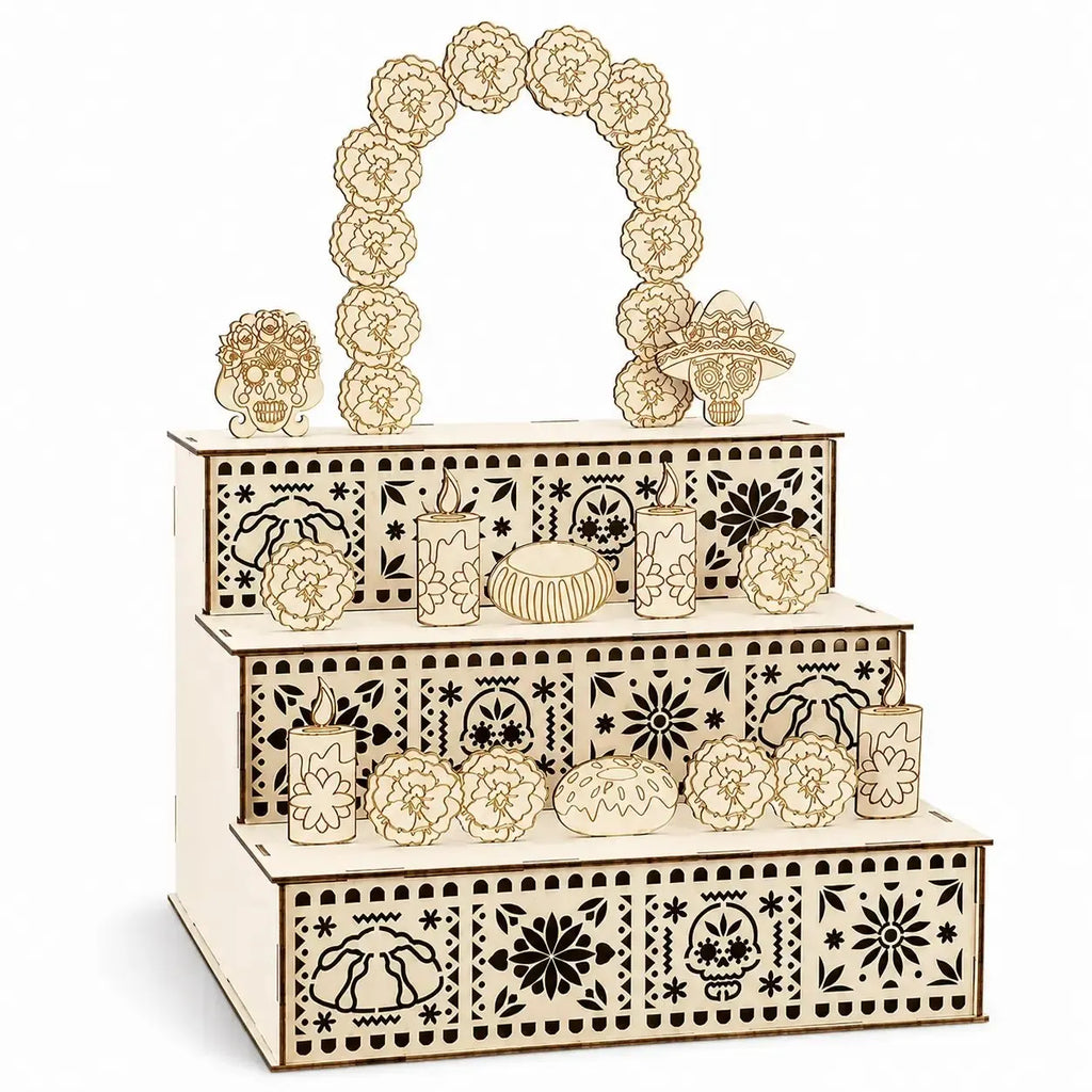 Mexican Day of the Dead Wooden Altar Display Set