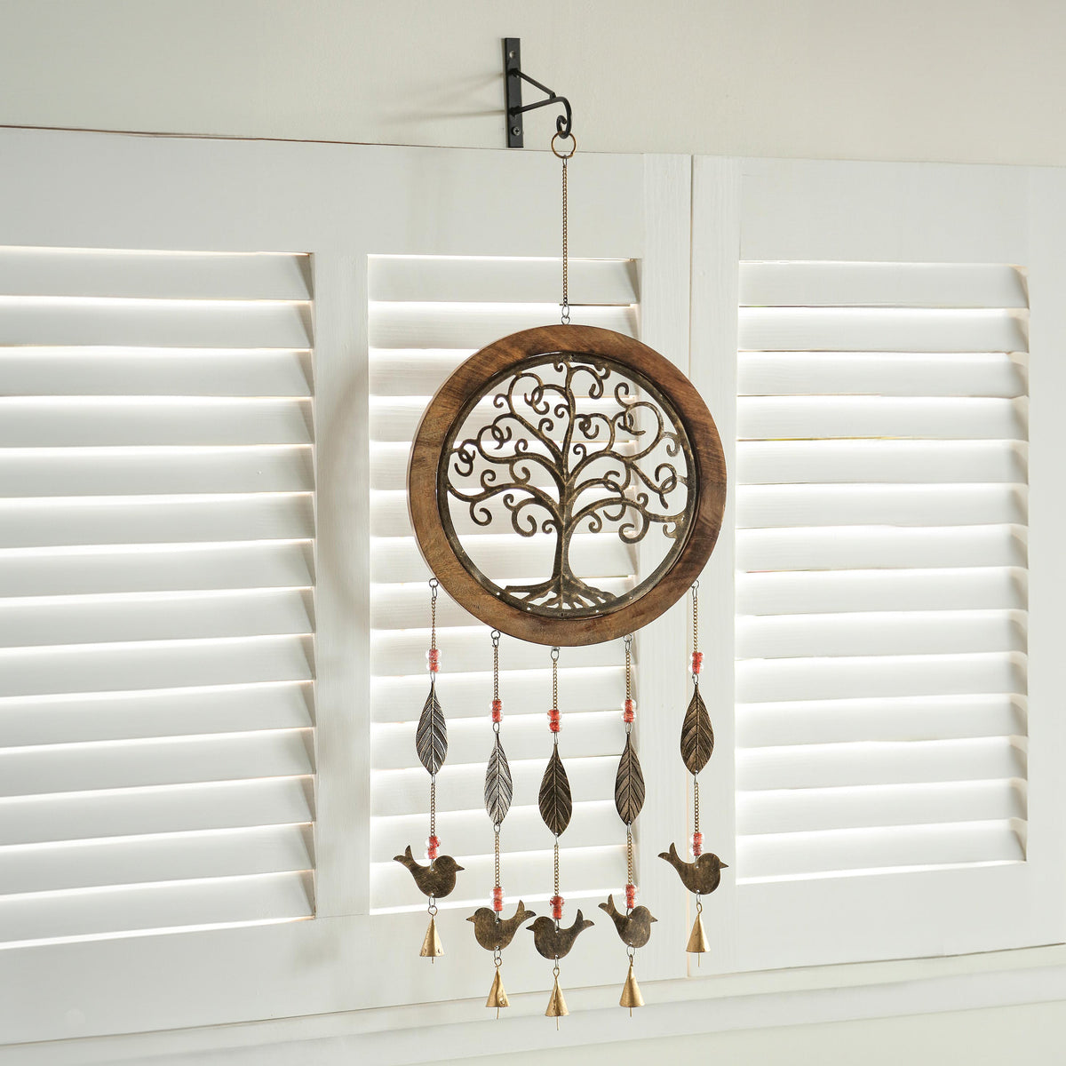 Wood and Metal Tree of Life Garden Bell
