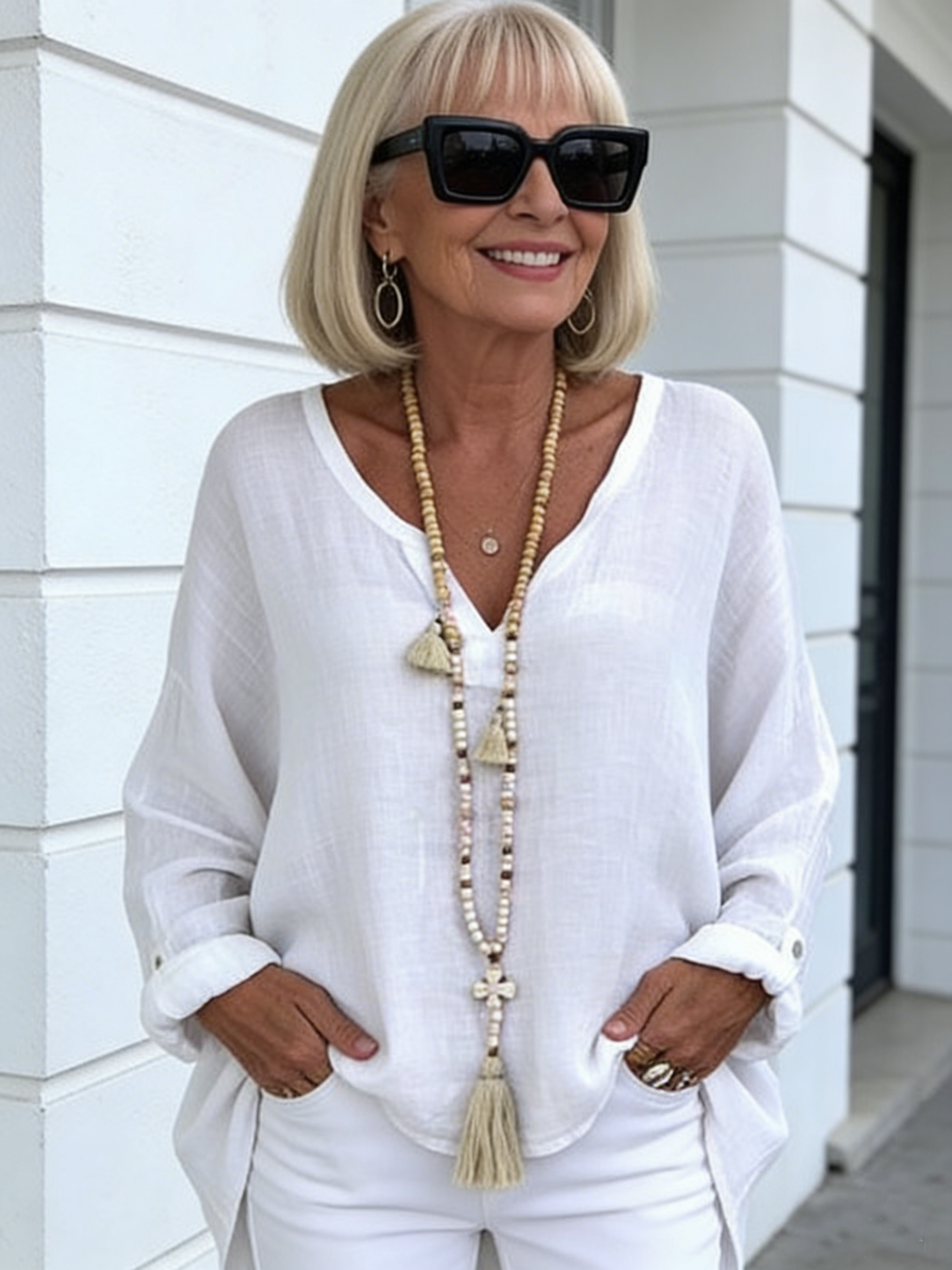 Solid Color Long-Sleeved Top Women