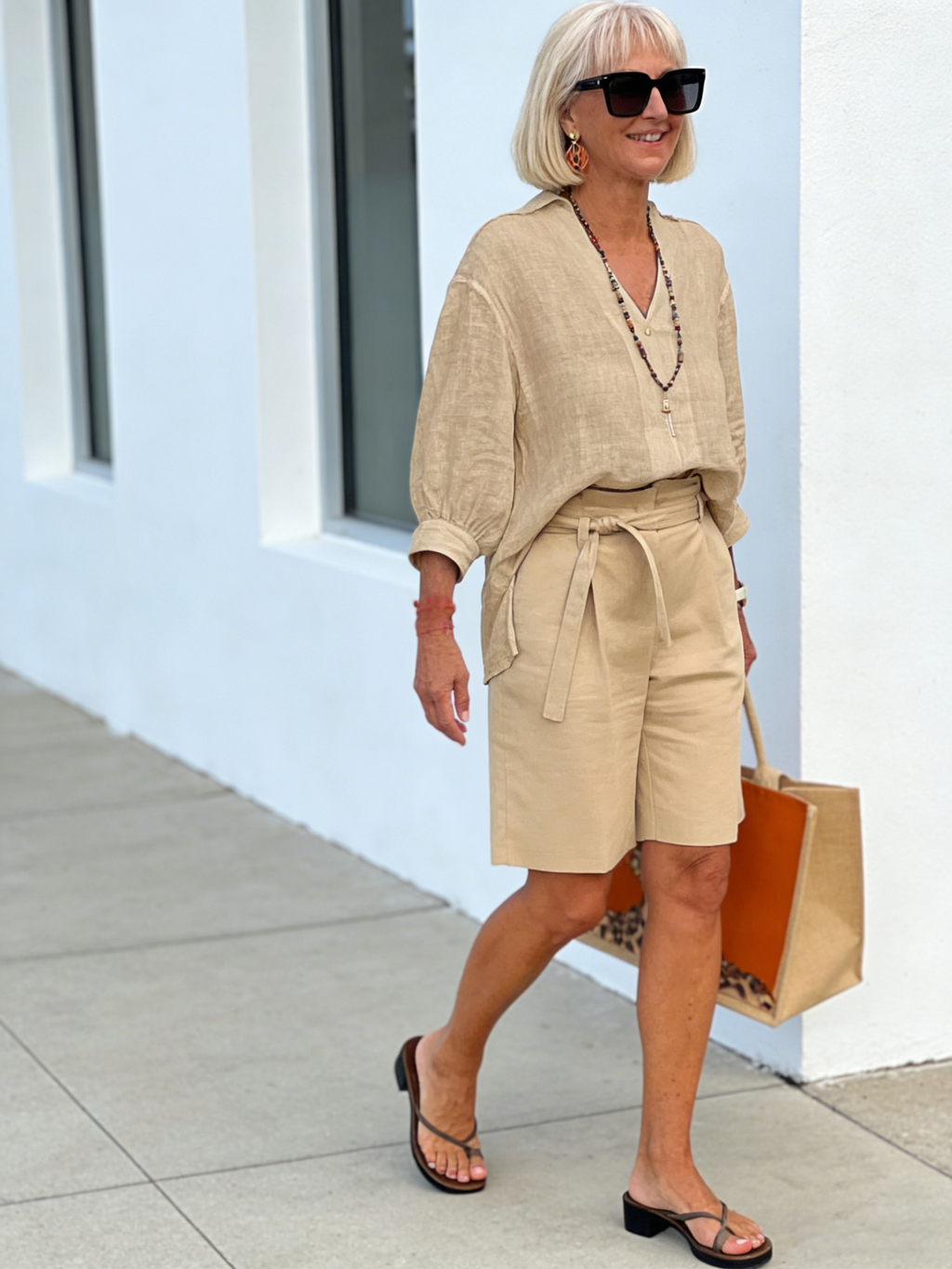 2Pcs Linen Casual Suit Female Loose Two-Piece Suit