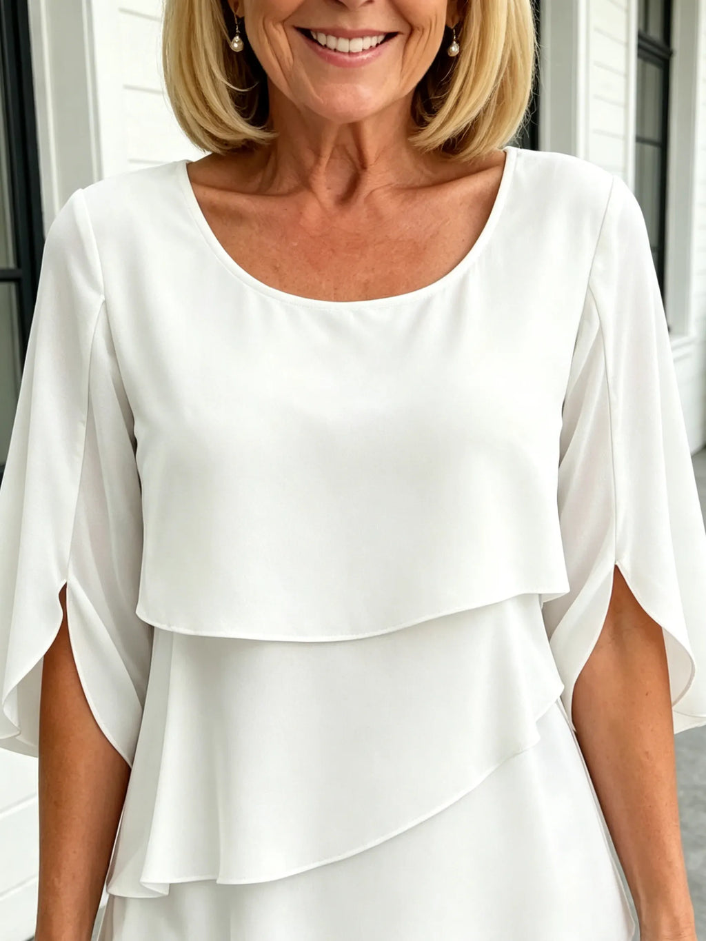 Fashion Solid Color Round Neck Cake Skirt Splicing Dress Women's Clothing