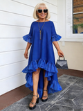 3-Point Sleeve Irregular Hem Holiday Party Dress Lace Patchwork Dress