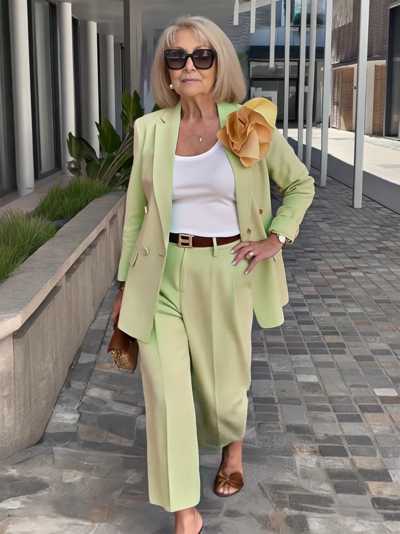 2Pcs Elegant Suit Pants Two-Piece Suit Jacket