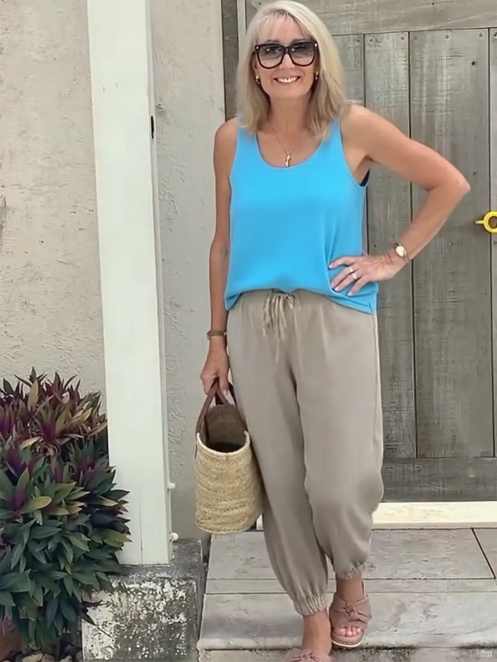 Vest Casual Crew Neck Plain Tank Top
