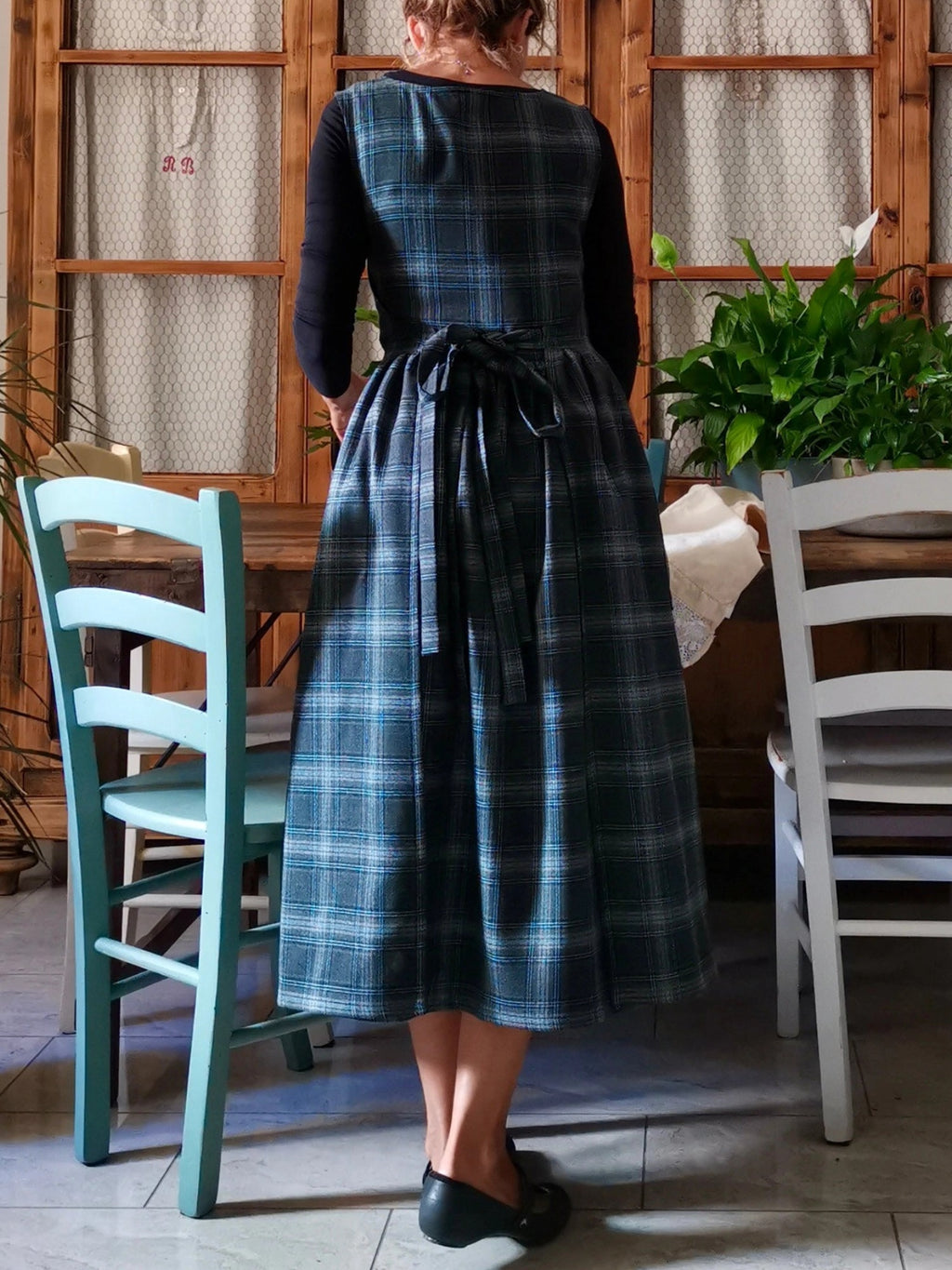 Pure Grey and Blue Tartan Apron