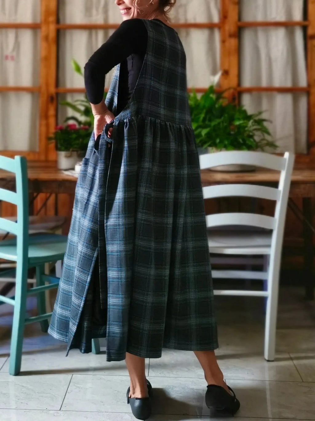 Pure Grey and Blue Tartan Apron