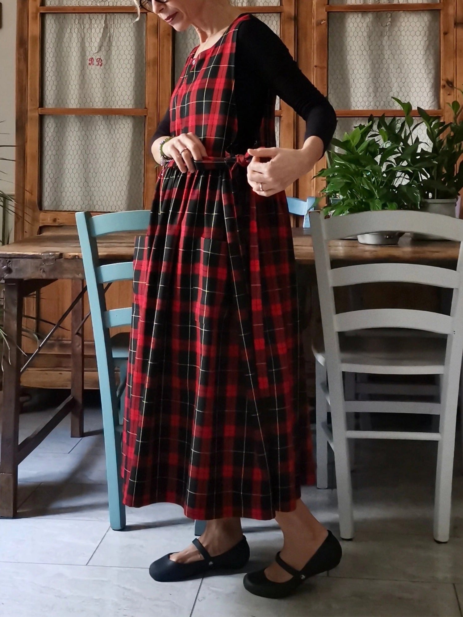 Red and Black Tartan Apron