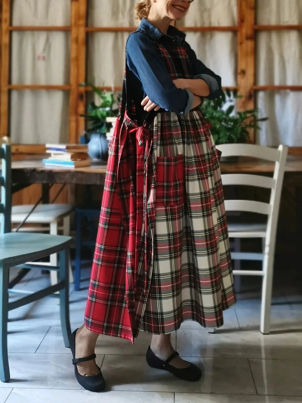Patchwork Tartan Cotton Apron
